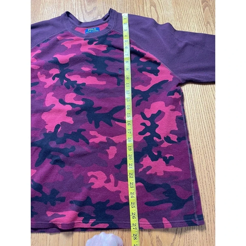 Polo Ralph Lauren Shirt Mens 2XL Thermal Pullover Camouflage Knit Red